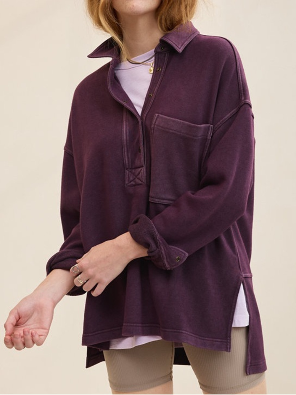 Aerie Chorewear Popover Sweatshirt Plum Medium
